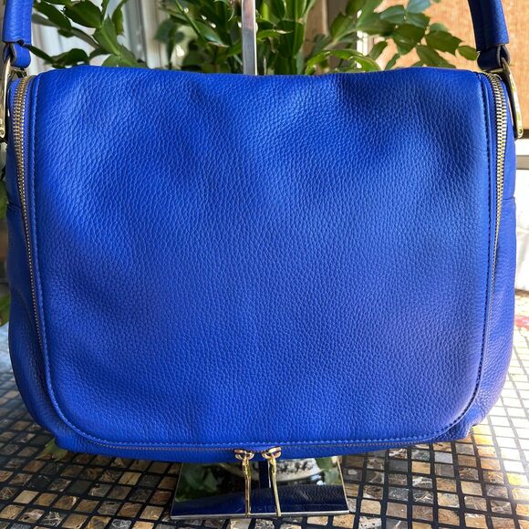 G.I.L.I. Haloguard Blue Leather Multi Pocket Travel RFID Shoulder Bag NWOT - Picture 12 of 12